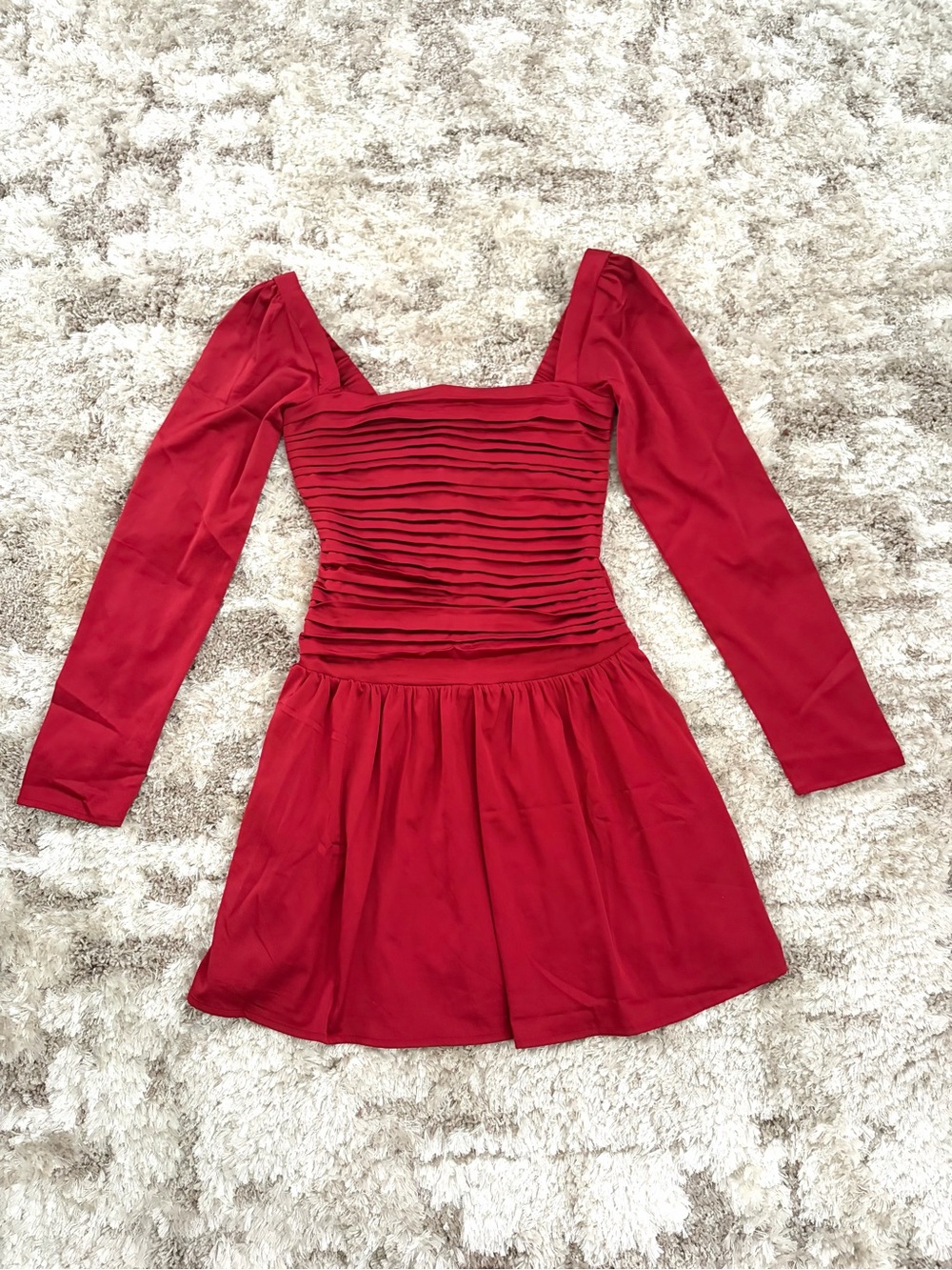NWT Abercrombie & Fitch Size S Tall Long-Sleeve Pleated Bodice Dress